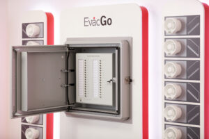 EvacGo panel open in the Advanced training room, where our EvacGo training course is held