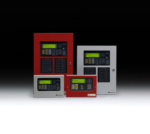Axis AX fire alarm system family in grey and red
